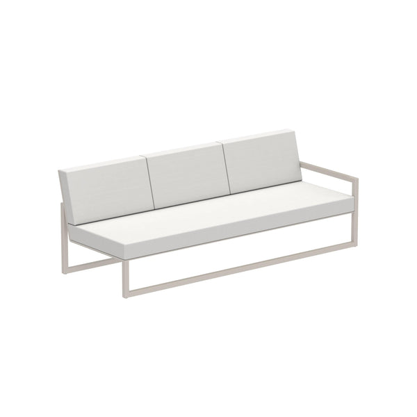 Royal Botania Lounge modulair Pebble gepoedercoat aluminium / Pearl Grey / Stof categorie A Royal Botania Ninix Lounge modulaire driezitsbank met armleuning links , verkrijgbaar in verschillende kleuren frame's en stofferingen