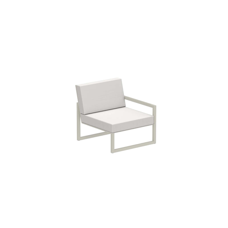 Royal Botania Lounge modulair Pebble gepoedercoat aluminium / Pearl Grey / Stof categorie A Royal Botania Ninix Lounge modulaire module met armleuning links, verkrijgbaar in verschillende kleuren frame's en stofferingen