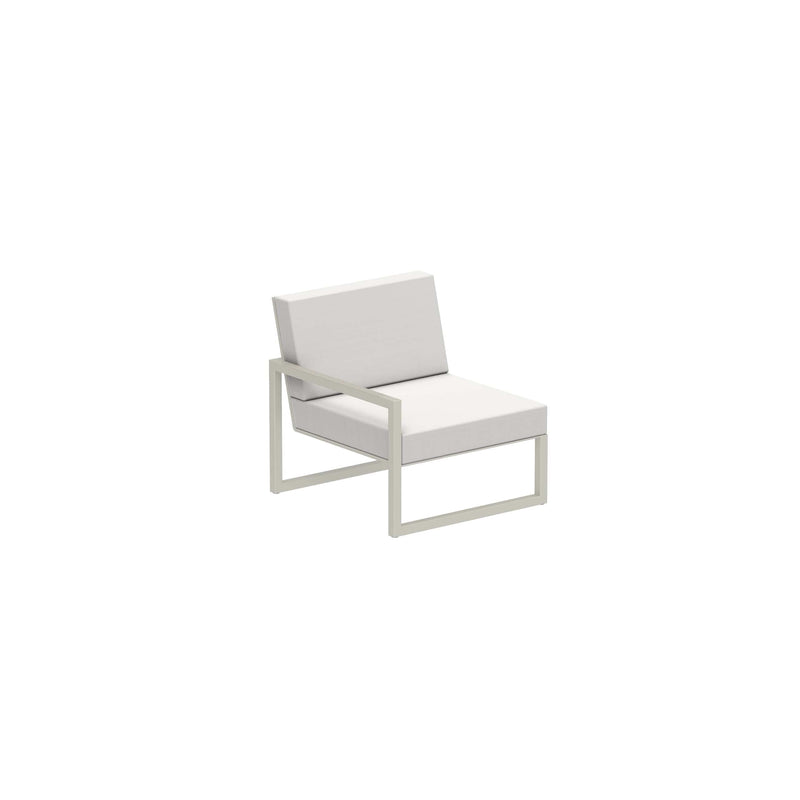 Royal Botania Lounge modulair Pebble gepoedercoat aluminium / Pearl Grey / Stof categorie A Royal Botania Ninix Lounge modulaire module met armleuning rechts, verkrijgbaar in verschillende kleuren frame's en stofferingen