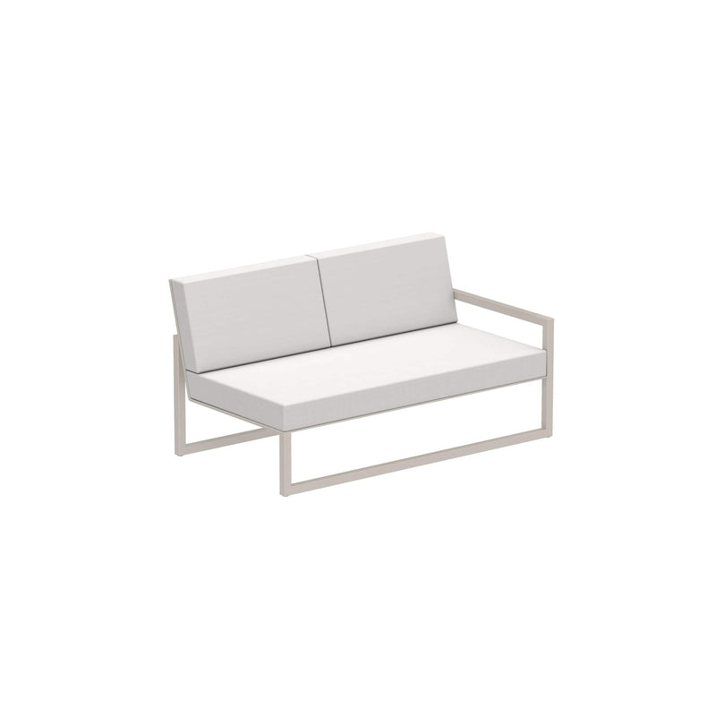 Royal Botania Lounge modulair Pebble gepoedercoat aluminium / Pearl Grey / Stof categorie A Royal Botania Ninix Lounge modulaire twee zitsbank met armleuning links, verkrijgbaar in verschillende kleuren frame's en stofferingen