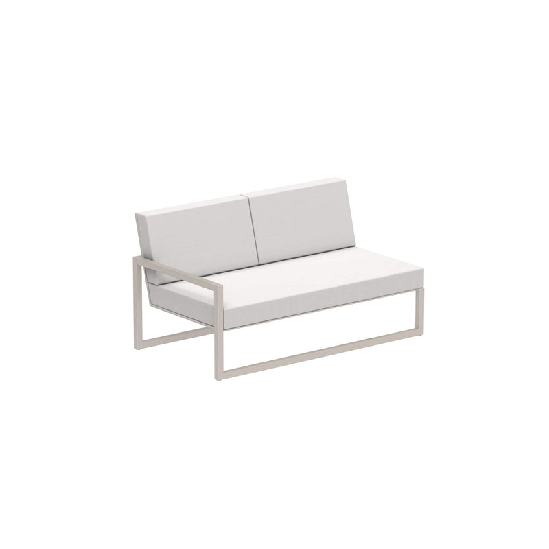 Royal Botania Lounge modulair Pebble gepoedercoat aluminium / Pearl Grey / Stof categorie A Royal Botania Ninix Lounge modulaire twee zitsbank met armleuning rechts, verkrijgbaar in verschillende kleuren frame's en stofferingen