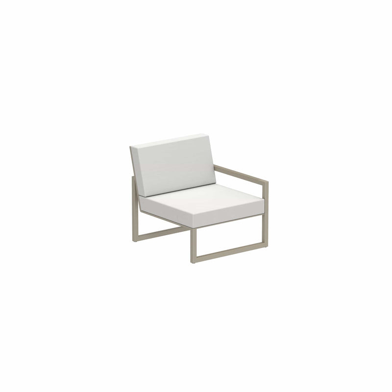 Royal Botania Lounge modulair Sand gepoedercoat aluminium / Pearl Grey / Stof categorie A Royal Botania Ninix Lounge modulaire module met armleuning links, verkrijgbaar in verschillende kleuren frame's en stofferingen