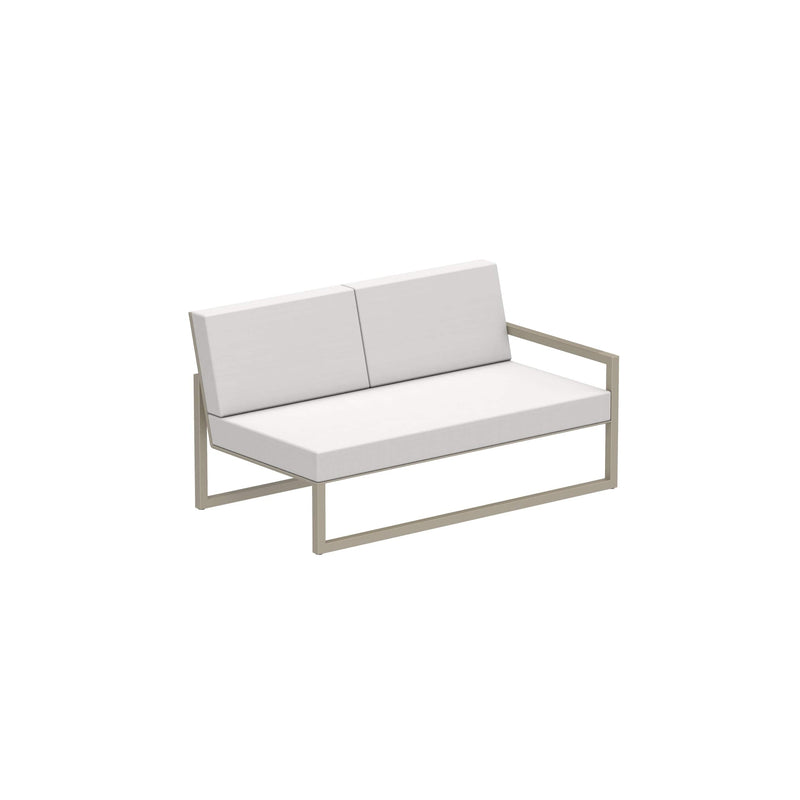 Royal Botania Lounge modulair Sand gepoedercoat aluminium / Pearl Grey / Stof categorie A Royal Botania Ninix Lounge modulaire twee zitsbank met armleuning links, verkrijgbaar in verschillende kleuren frame's en stofferingen