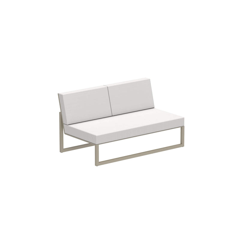 Royal Botania Lounge modulair Sand gepoedercoat aluminium / Pearl Grey / Stof categorie A Royal Botania Ninix Lounge modulaire twee zitsbank zonder armleuningen, verkrijgbaar in verschillende kleuren frame's en stofferingen