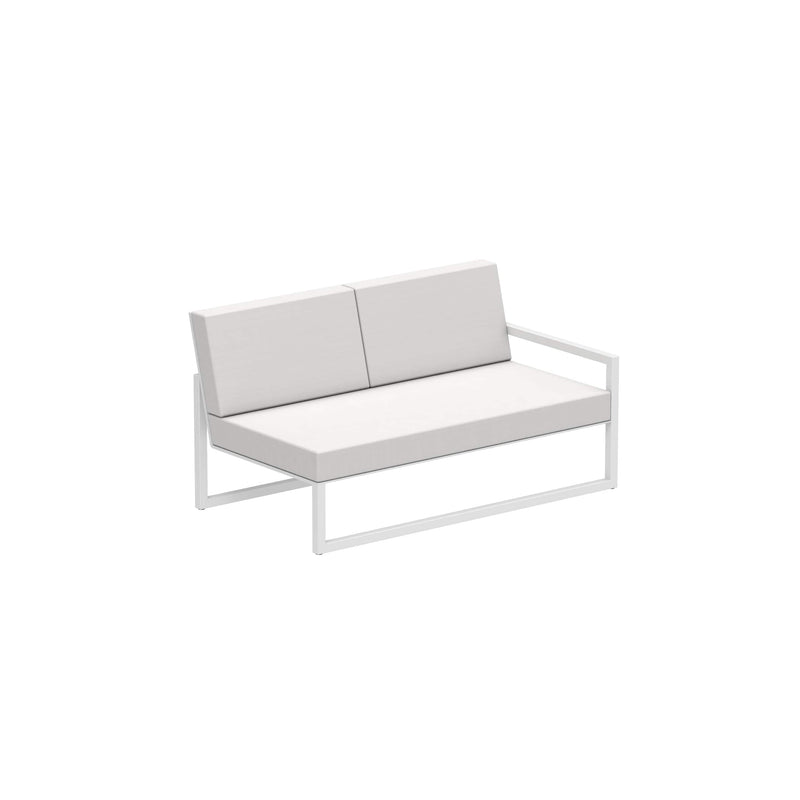 Royal Botania Lounge modulair Wit gepoedercoat aluminium / Wit / Stof categorie B Royal Botania Ninix Lounge modulaire twee zitsbank met armleuning links, verkrijgbaar in verschillende kleuren frame's en stofferingen