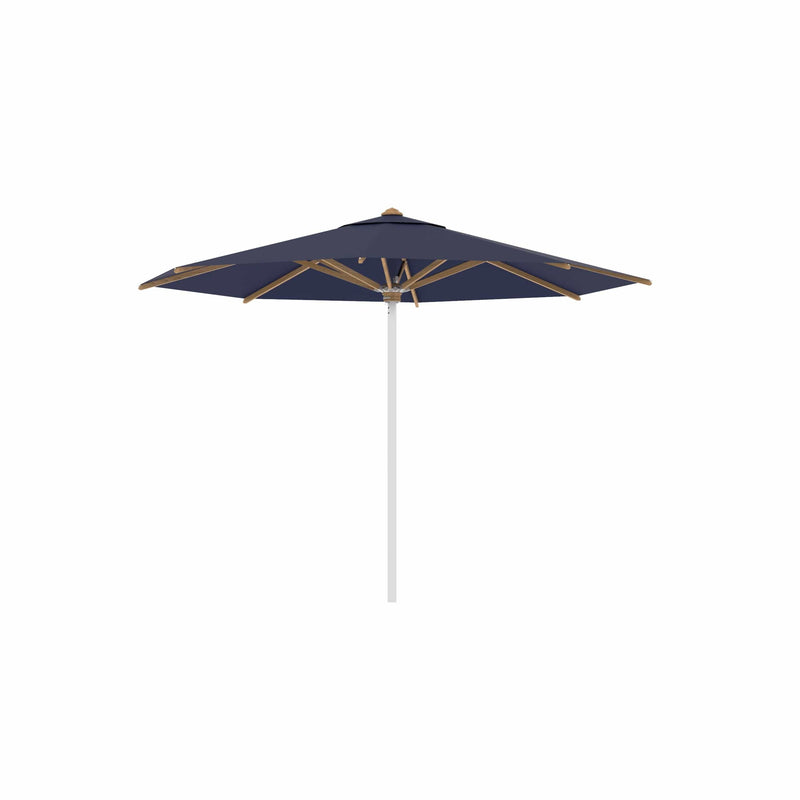 Royal Botania RVS stokparasols ø 350 cm / RVS Electro Polished / Navy Blue Royal Botania Shady, RVS stokparasol met teakhouten baleinen verkrijgbaar in diverse afmetingen en kleuren.