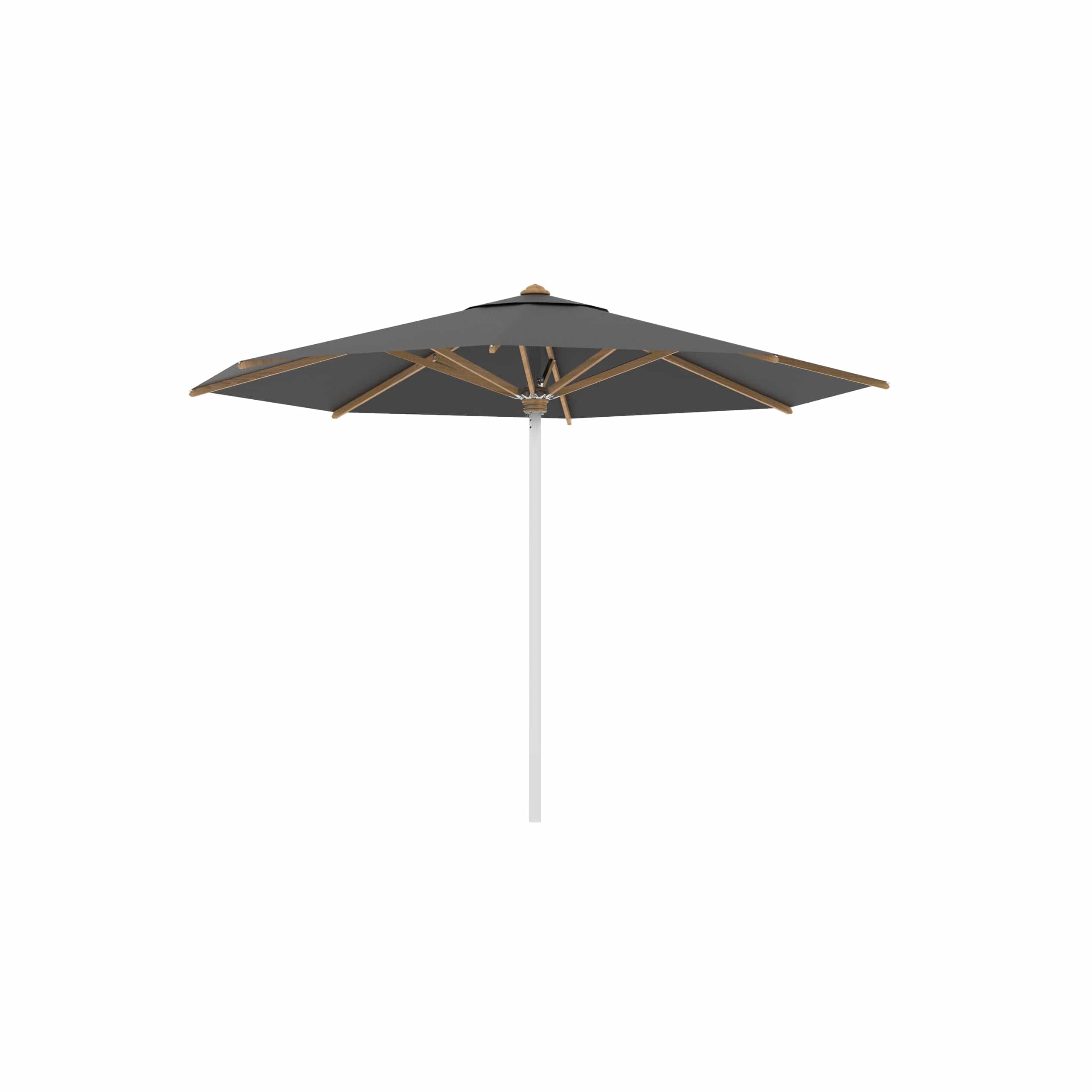 Royal Botania RVS stokparasols ø 350 cm / RVS Electro Polished / Zwart Royal Botania Shady, RVS stokparasol met teakhouten baleinen verkrijgbaar in diverse afmetingen en kleuren.