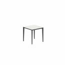 Royal Botania Tafel Gepoedercoat aluminium Antraciet / Bianco Statuario Royal Botania U-nite Tafel 100x90x75cm. Diverse kleuren frames en tafelbladen mogelijk.