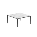 Royal Botania Tafel Gepoedercoat aluminium Antraciet / Bianco Statuario Royal Botania U-nite Tafel  150x150x75cm. Diverse kleuren frames en tafelbladen mogelijk.