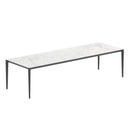 Royal Botania Tafel Gepoedercoat aluminium Antraciet / Bianco Statuario Royal Botania U-nite Tafel 300x100x75cm. Diverse kleuren frames en tafelbladen mogelijk.