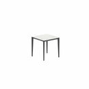 Royal Botania Tafel Gepoedercoat aluminium Antraciet / Bianco Statuario Royal Botania U-nite Tafel 75x75x75cm. Diverse kleuren frames en tafelbladen mogelijk.