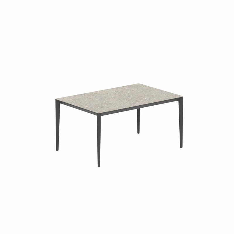 Royal Botania Tafel Gepoedercoat aluminium Antraciet / Ceppo Dolomitico Royal Botania U-nite Tafel 100x150x75cm. Diverse kleuren frames en tafelbladen mogelijk.