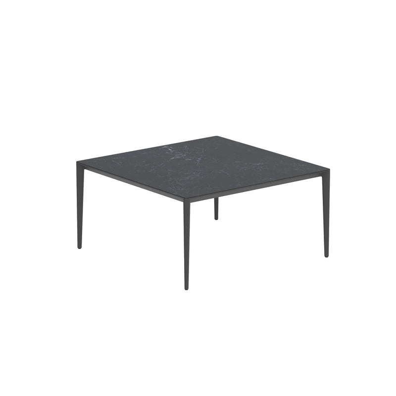 Royal Botania Tafel Gepoedercoat aluminium Antraciet / Nero Marquina Royal Botania U-nite Tafel  150x150x75cm. Diverse kleuren frames en tafelbladen mogelijk.