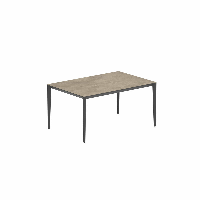 Royal Botania Tafel Gepoedercoat aluminium Antraciet / Terra Sabbia Royal Botania U-nite Tafel 100x150x75cm. Diverse kleuren frames en tafelbladen mogelijk.