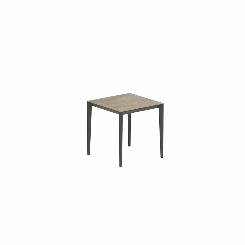 Royal Botania Tafel Gepoedercoat aluminium Antraciet / Terra Sabbia Royal Botania U-nite Tafel 100x90x75cm. Diverse kleuren frames en tafelbladen mogelijk.