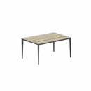 Royal Botania Tafel Gepoedercoat aluminium Antraciet / Travertino Royal Botania U-nite Tafel 100x150x75cm. Diverse kleuren frames en tafelbladen mogelijk.