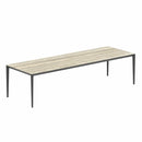 Royal Botania Tafel Gepoedercoat aluminium Antraciet / Travertino Royal Botania U-nite Tafel 300x100x75cm. Diverse kleuren frames en tafelbladen mogelijk.