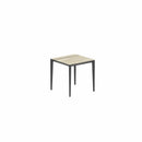 Royal Botania Tafel Gepoedercoat aluminium Antraciet / Travertino Royal Botania U-nite Tafel 75x75x75cm. Diverse kleuren frames en tafelbladen mogelijk.