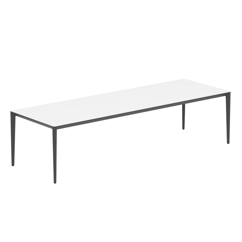 Royal Botania Tafel Gepoedercoat aluminium Antraciet / Wit Royal Botania U-nite Tafel 300x100x75cm. Diverse kleuren frames en tafelbladen mogelijk.