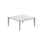 Royal Botania Tafel Gepoedercoat aluminium Brons / Bianco Statuario Royal Botania U-nite Tafel  150x150x75cm. Diverse kleuren frames en tafelbladen mogelijk.