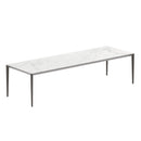 Royal Botania Tafel Gepoedercoat aluminium Brons / Bianco Statuario Royal Botania U-nite Tafel 300x100x75cm. Diverse kleuren frames en tafelbladen mogelijk.