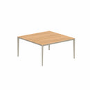 Royal Botania Tafel Gepoedercoat aluminium Pebble / Teak Royal Botania U-nite Tafel  150x150x75cm. Diverse kleuren frames en tafelbladen mogelijk.