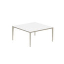 Royal Botania Tafel Gepoedercoat aluminium Sand / Wit Royal Botania U-nite Tafel  150x150x75cm. Diverse kleuren frames en tafelbladen mogelijk.