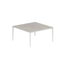 Royal Botania Tafel Gepoedercoat aluminium wit / Cemento Luminoso Royal Botania U-nite Tafel  150x150x75cm. Diverse kleuren frames en tafelbladen mogelijk.