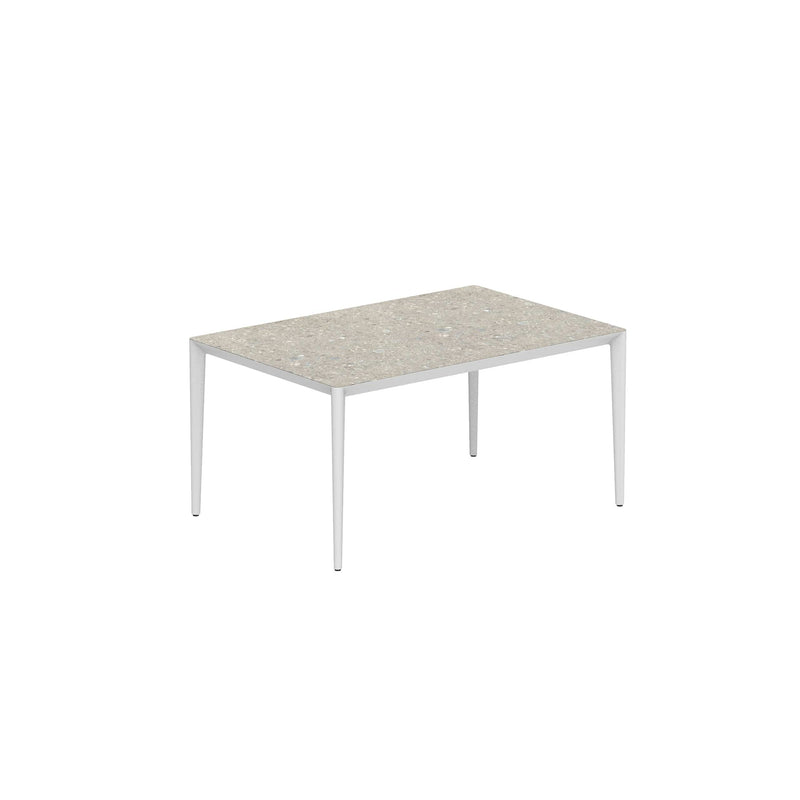 Royal Botania Tafel Gepoedercoat aluminium wit / Ceppo Dolomitico Royal Botania U-nite Tafel 100x150x75cm. Diverse kleuren frames en tafelbladen mogelijk.