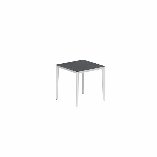 Royal Botania Tafel Gepoedercoat aluminium wit / Nero Marquina Royal Botania U-nite Tafel 100x90x75cm. Diverse kleuren frames en tafelbladen mogelijk.