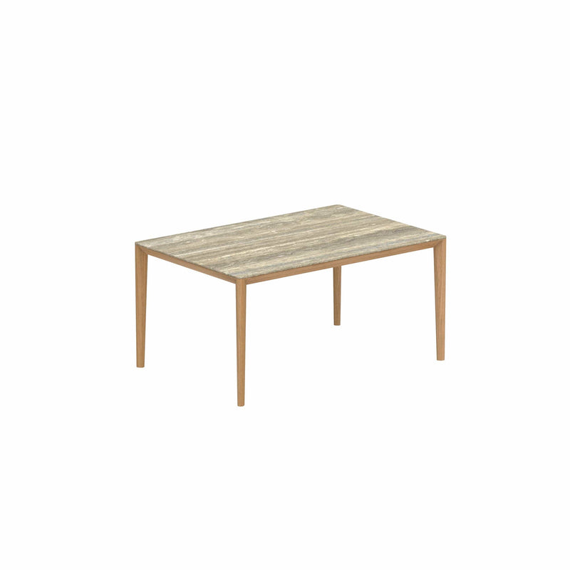 Royal Botania Tafel Teak / Travertino Royal Botania U-nite Tafel 100x150x75cm. Diverse kleuren frames en tafelbladen mogelijk.