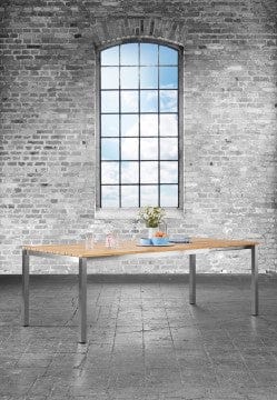 Solpuri Tafel Solpuri, classic RVS tafel 220x100cm, keuze uit tafelbladen in HPL, Keramik, Dekton en Teakhout.