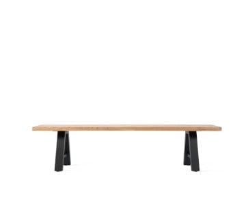 Vincent Sheppard Dining Bank 265 x 40cm / Zwart Vincent Sheppard Matteo bank met een teak zitting. Leverbaar in twee kleuren en twee afmetingen.