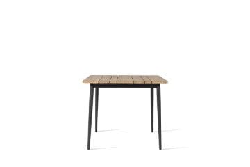 Vincent Sheppard Tafel Teak Vincent Sheppard Leo eettafel 90 x 90. lava kleur frame en teakhouten tafelblad.