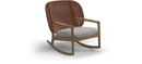 Gloster Kay low back rocking chair, verkrijgbaar in 3 verschillende soorten stofferingen en een hele range aan kleuren.