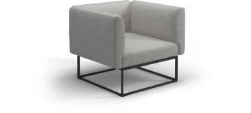 Gloster Maya lounge stoel, verkrijgbaar in 3 verschillende soorten stofferingen en een hele range aan kleuren.