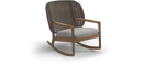 Gloster Kay low back rocking chair, verkrijgbaar in 3 verschillende soorten stofferingen en een hele range aan kleuren.